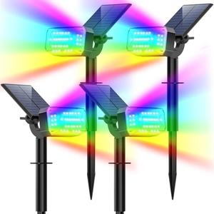 WENATY 49 LED Solar Spot Lights Outdoor Waterproof Color Changing, Solar Christmas Lights Outside, [7 Lighting Mode/4 Pack] Flood Powered Spotlights for Yard Garden Pathway Landscape Tree Decorations