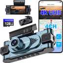 4 Channel Dash Cam 360 View,4K Front Rear Inside Dashcam,Left Right Dash Camera for Cars,Built-in GPS, 5G WiFi,Voice Control,Night Vision, 24/7 Recording Parking Mode Monitor, Free 128G Card (Blue)