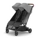 UPPAbaby Minu Duo Side-by-Side Double Stroller - Lightweight + Compact Design for Travel - Easy Fold- From Birth to Toddler - Independent Recline -Greyson(Charcoal Mlange/Carbon Frame/Saddle Leather)