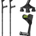 Forearm Crutches (One Pair) for Adults, Folding Forearm Crutches Adults Lightweight Height-Adjustable, Open Cuff, Aluminium with Rubber Ergonomic Handles
