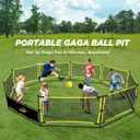 Gaga Ball Pit Portable: 15FT 3in1 Gaga Pit with Basketball Hoop and Soccer Goals - Play System for Kids 4 to 12 Years Old Indoor Outdoor for Backyard School Camp Activities, 180 inches x 180 inches x 23 inches
