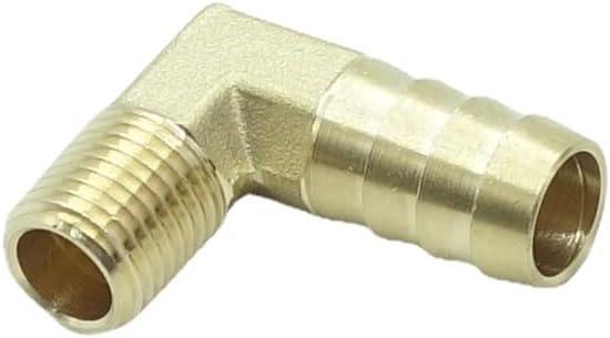 2 Pcs Brass Hose Barb Fitting 90 Degree Elbow Adapter 1/2" Barb x 1/4 NPT Male Pipe