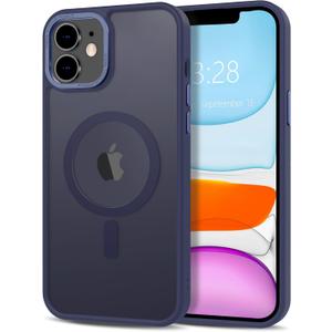 Anuck Case for iPhone 11 Case Magnetic Phone Case Compatible with MagSafe, Soft TPU Bumper Hard Translucent Matte Back Slim Fit Shockproof Protective Cover for Men Women Girls - Dark Blue