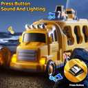 Construction Truck Toys Set for Kids Aged 1 2 3 4 5 6 7 8, Truck Playset with Toy Car, Light and Sound, Movable Parts Construction Toys for Toddlers, Birthday Gifts for Boys Girls 2-4 4-7