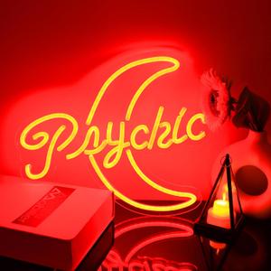 Psychic Neon Sign Bar Neon Light Sign Psychic, Moon Star Decorations Neon Signs For Door Decorations, Bedroom Accessories Neon Sign