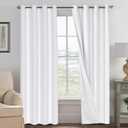 H.VERSAILTEX 100% Blackout Curtains for Bedroom Thermal Insulated Linen Textured Curtains Heat and Full Light Blocking Drapes Living Room Curtains 2 Panel Sets, 52x84 - Inch, Pure White