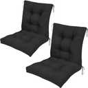 Outdoor Chair Cushion Set of 2 Black Waterproof Non Slip Tufted Thick Patio Wicker Chair Seat Cushion for Indoor Outdoor Furniture Rattan Chair,41.7 * 20.8 * 3.9"