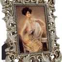 Silver Frames 5x7 Ornate Vintage Baroque Antique Picture Frame for Tabletop or Wall Display Wedding Photo with Glass Front
