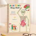 Human Body Anatomy Busy Book for Kids Ages 4-8 - 63 Pages Montessori Body Model Learning Activities Book, Interactive Educational Toys Learning Materials for Preschool (Beige)