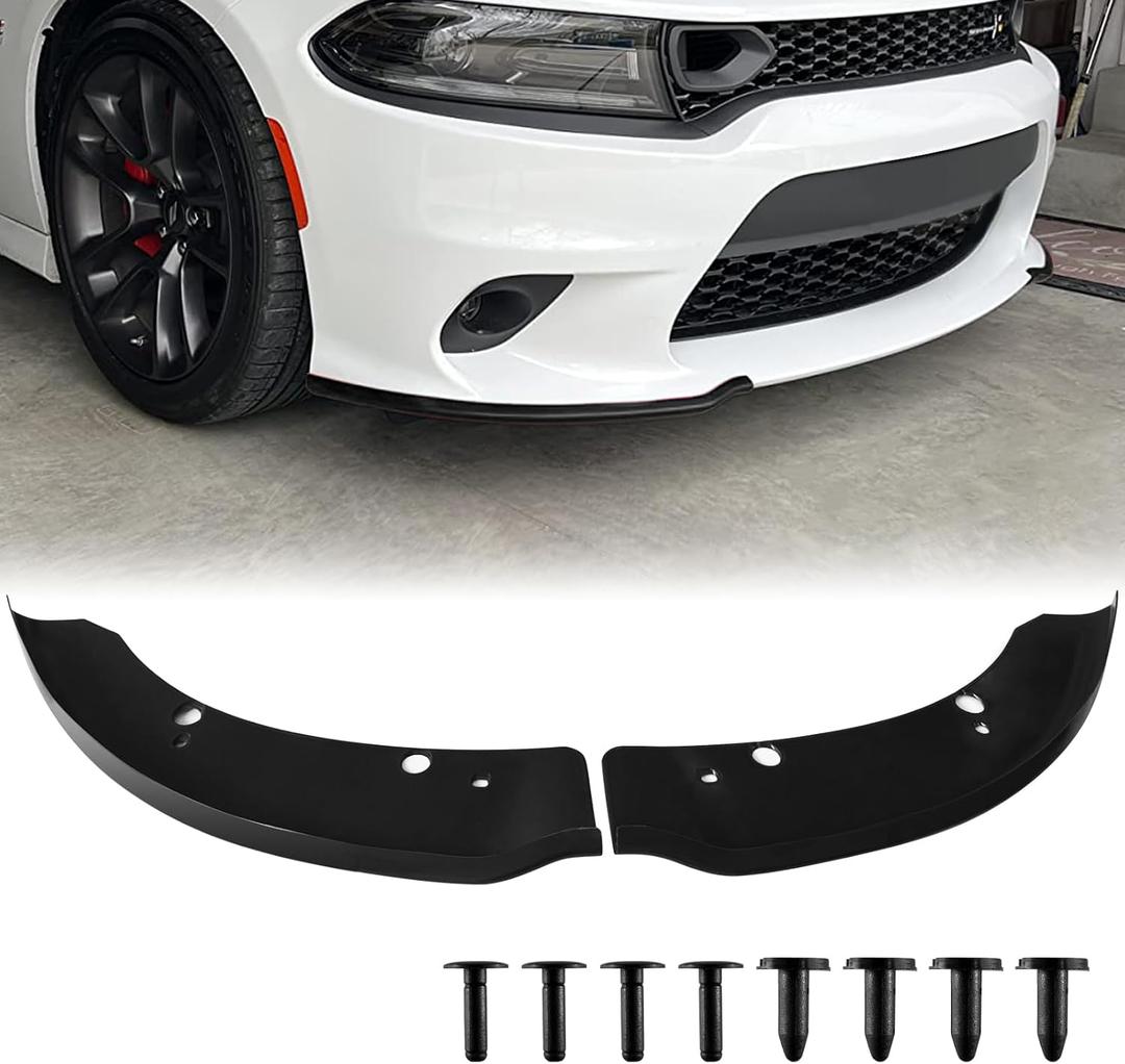 Front Splitter Protector for 2015-2023 Dodge Charger, Replacement Lip Spoiler Compatible with SRT 392/Scat Pack/RT/GT Trims (Black)