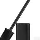 Silicone Toilet Brush and Holder Bendable Efficient Cleaning Wall Mounted Toilet Bowl Brush with Long Handle Brush Head and Silicone Bristles No Rusty Handles Problem (Black)
