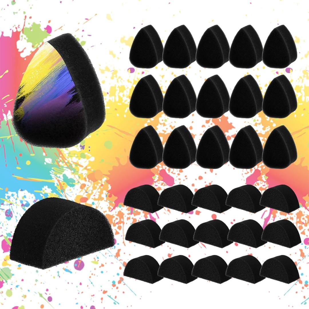 32 pcs Face Paint Sponges for Kids and Adults Face Painting, Droplets Makeup Paint Sponges, Black Sponge for Adults Art Work and Body Paintings Tear Drop Halloween Christmas