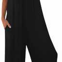 Women's Summer Casual Loose Tank Jumpsuit Sleeveless Crewneck Long Pants Jumpsuit Romper with Pockets (Large, Black)