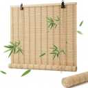 Premium Bamboo Shades for Indoor Windows, Waterproof Natural Roll Up Blinds for Outdoor Patio, 24" 36" 48" 60" 72", Privacy Bamboo Blinds for Interior Window Porch Decks(Natural Wide,23" W36 H)