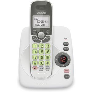 [New] VTech VG134 DECT 6.0 Cordless Home Phone with Bluetooth Connection, Digital Answering Machine, Backlit Display,Full Duplex Speakerphone, Caller ID/Call Waiting,1000 ft Range (White/Grey)