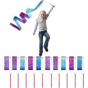 AITIME Ribbon Wands Party Favors for Kids, 20 Pack Rhythmic Gymnastics Ribbon, Girl Birthday ,Outdoor Party Games Supplies, Dance Streamers, Stars Ribbon Dancer