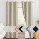 NICETOWN Taupe 100% Blackout Linen Curtains 84 inch Long Burg, Farmhouse Thick Completely Blackout Window Treatment Panels Thermal Insulated Drapes for Living Room (1 Pair, 42" Width Each Panel)
