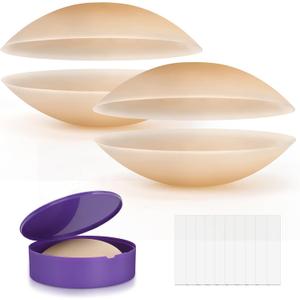 Nipple Covers for Women Reusable Silicone Nipple Covers Waterproof Sticky Pasties with Travel Case (Size 1 (Fits A-B Cups), Caramel-2pairs)