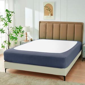 Biscaynebay Decorative Box Spring Cover Queen Size, Dark Grey Jersey Luxurious Jersey Knitting Stretchy Wrap Around 4 Sides Bed Skirt for Home/Hotels, Easy Fit Wrinkle & Fade Free Machine Washable