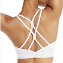 RUNNING GIRL Strappy Sports Bra for Women Sexy Crisscross Back Light Support Yoga Bra with Removable Cups(XL, 3-white)
