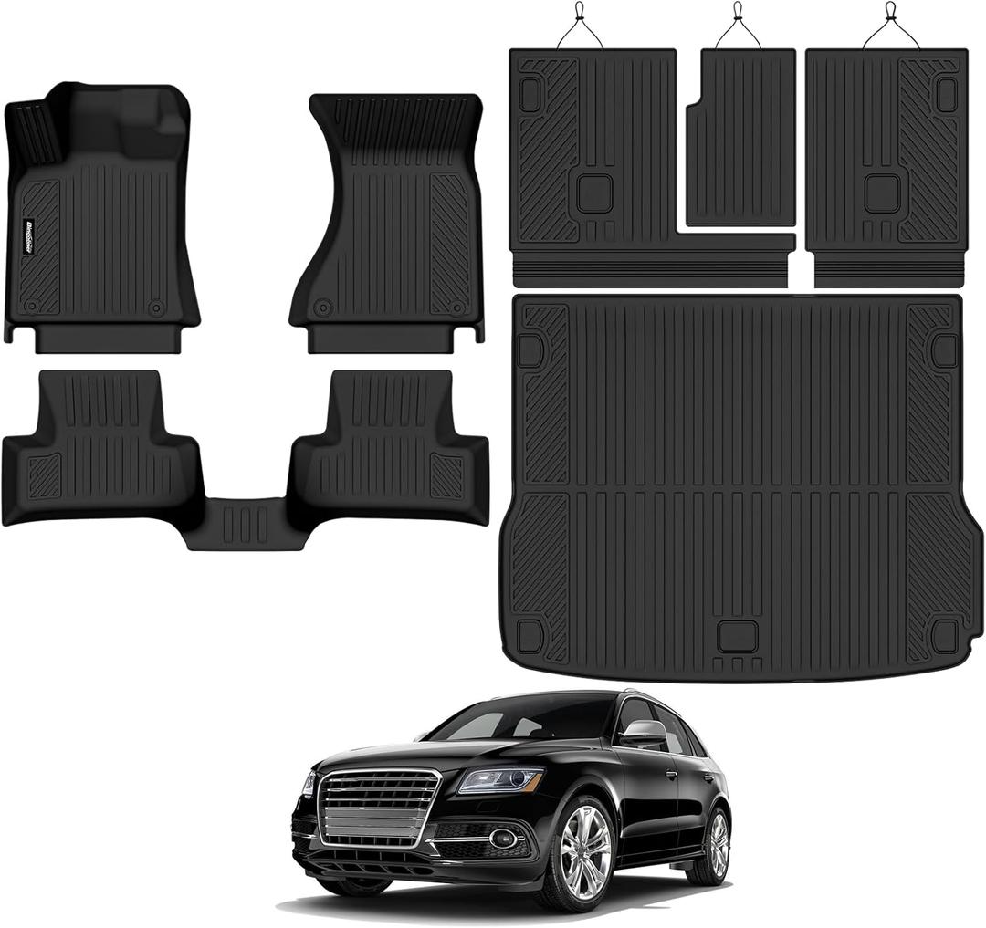 Floor Mats for Audi Q5/SQ5 2009-2017, Trunk Mat and Backrest Mat All Weather TPE Protector for Audi Q5 Accessories