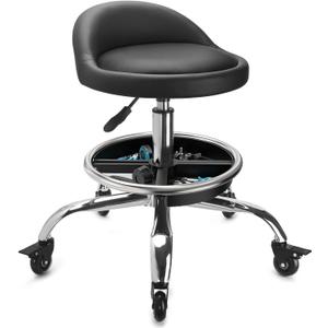 Garage Mechanic Stool Chair, Rolling Workshop Stool with Tool Tray Storage, Height Adjustable Heavy Duty Swivel Task Chair, Mechanic Chair for Garage, Shop, Auto Repair (Style 2)