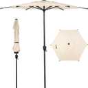 Abba Patio 7.5FT Lyon Outdoor Patio Umbrella Outdoor Table Umbrella with Push Button Tilt and Crank Market Umbrella 6 Sturdy Ribs UV Protection Waterproof for Garden Deck Backyard Pool Beige