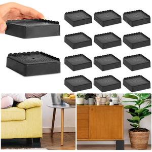 EGTTGIN Bed Risers 1 inch, 2 inch, 3 inch, 4 inch Heavy Duty, Adjustable Furniture Riser for Table Desk Couch Sofa Chair Recliner Leg Frame Dorm, Stackable Bed Raisers Blocks (Black 6 Pack, 2 inch)