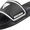 Vizari Adult Soccer Slide Sandals for Comfort and Convenience | Adult Sandals for Post-Game Recovery | Enjoy Casual Wear and Lightweight Feel with Men Flip Flops and Women Sandal (9, Black)