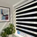 ShadesU Cordless Zebra Blinds  Light Filtering Dual-Layer Window Shades for Privacy (Black Color) (Maximum Height 72") (Width 34.5")
