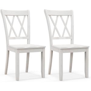Giantex Wood Dining Chairs Set of 2 White, Armless Kitchen Chair w/Rubber Wood Frame, Cross Back, Contoured Seat, Farmhouse Wooden Side Chair, High Back Kitchen Chairs for Home Dining Room Giantex Wood Dining Chairs Set of 2 White, Armless Kitchen Chair w/Rubber Wood Frame, Cross Back, Contoured Seat, Farmhouse Wooden Side Chair, High Back Kitchen Chairs for Home Dining Room