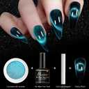 2 x 9D Cat Eye Effect Gold Chrome Nail Powder, Magnetic Holographic Nail Powder, Mirror Effect Manicure Pigment Dust Glitter for Salon Home Nail Art DIY Design (09)