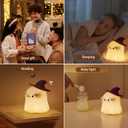 2 x Ghost Night Light for Kids: Cute LED Lamp - Silicone Dimmable Nursery Nightlight - Silicone Rechargeable Bedside Touch Lamp - Funny Office Desk and Halloween Decor for Woman and Kids (Ghost)