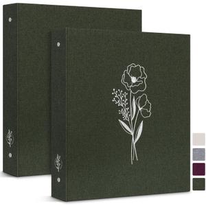 Lanpn Aesthetic Letter Size A4 3 Ring Binder 2 Packs, Linen Hardcover 1 inch Round Rings Folder Holder Planner Fits 8.5" x 11" Paper for Office School Journaling Collections (Green)
