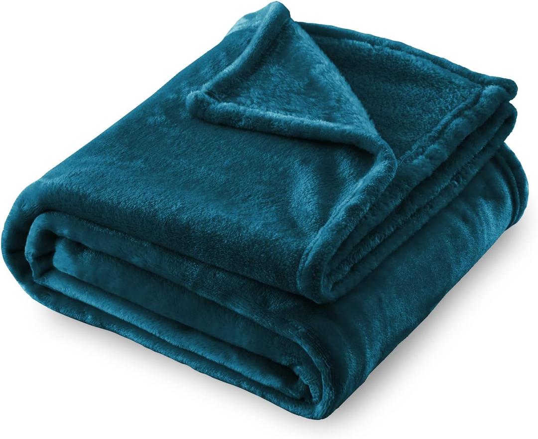 SOCHOW Flannel Fleece Blanket Twin Size, All Season Lightweight Super Soft Cozy Blanket for Bed or Couch, Blue Coral, 60" X 80"