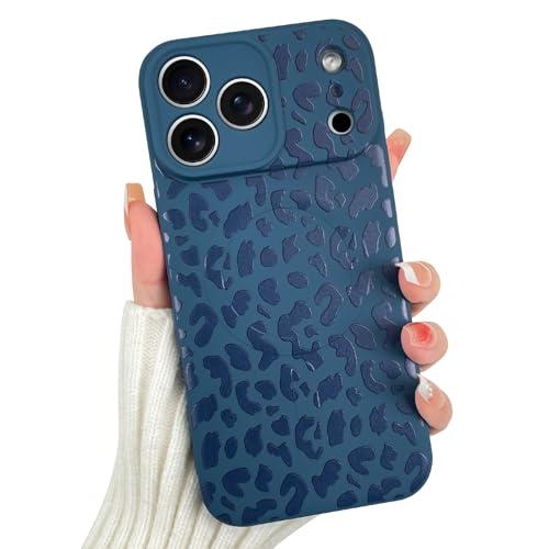 OOK Magnetic for iPhone 17 Pro Max Case, Silicone Blue Leopard Cute Pattern, Compatible with MagSafe Cheetah Print Camera Protection Shockproof Slim Phone Case for 6.9inch, Blue