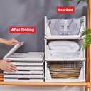 yazi Stackable Storage Bins,8 Pack Foldable Plastic Wardrobe Clothes Organizer Drawer Shelf Storage Basket Container Plastic Drawer Organizer Shelf Baskets Folding Containers Bins Cubes