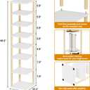 8 Tiers Vertical Shoe Rack, Tall Narrow Shoe Tower, Corner Shoe Rack, White, 10.2D x 11W x 48.3H in