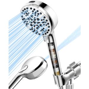 Filtered Shower head with Handheld High Pressure for Your Bathroom Replacement and Upgrade - filtro para ducha de bao (Silvery)