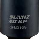 SUNHZMCKP 1/2 Inch Drive Impact Socket, SAE 1-5/8 In Deep 6 Point Socket, CR-MO, Axle Nut Impact Grade Socket for Easy Removal