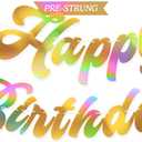 HOUSE OF PARTY Pre-Strung Happy Birthday Banner | Shiny Gold Iridescent Happy Birthday Letters Banner Sign-6 Feet, Birthday Hanging Garland Decorations Party Supplies for Girls Boys Kids Adults