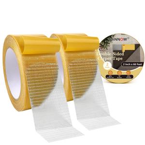 WINNOW Heavy Duty Double Sided Rug Tape 2 Inch x 66 Feet  Carpet Tape Gripper for Wood, Tile & Carpet, NonSlip, Strong Hold, Removable, 2 Rolls