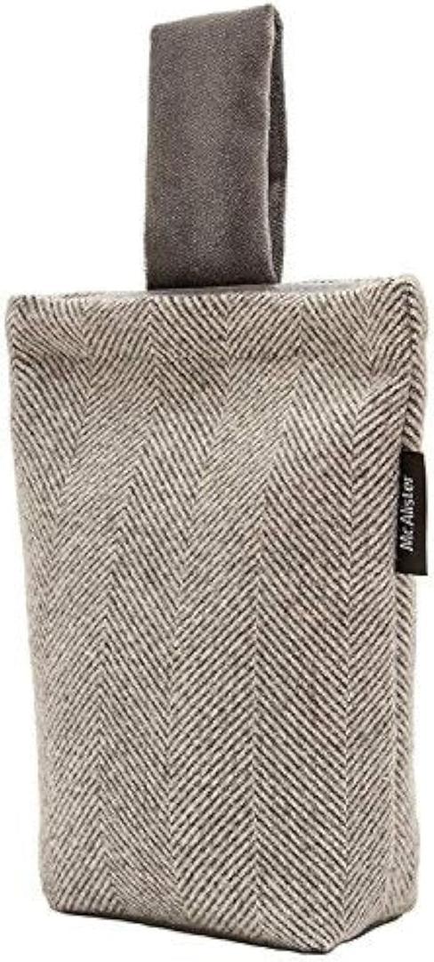McAlister Textiles Unfilled Herringbone Charcoal Grey Doorstop Decorative Fabric Doorstopper for All Doors Machine Washable 8x7 Inches