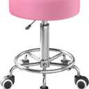 YEEZEE Rolling Stool with Wheels and Ultra Soft Cushion for Salon, Pink, 25.6 inches
