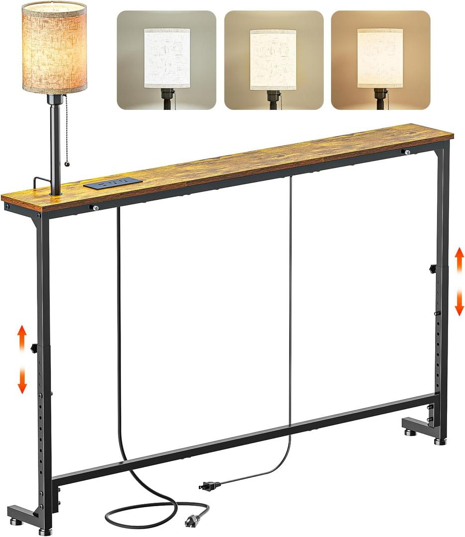 47.2" Long Sofa Table with Lights & Charging Station - 2 AC outlets