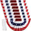 1.5x3 Feet American Pleated Fan Bunting - USA Patriotic Half Fan Flags for 4th of July Memorial Day Indoor Outdoor Decoration (7 Pack) - with Brass Grommets and Zip Ties