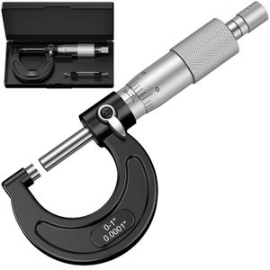 HDLNKAK Outside Micrometer 0-1" /0.0001'', Machinist Micrometer with Zero Wrench, Baked-Enamel Finish, Precision Machinist Tool for Work (Black)