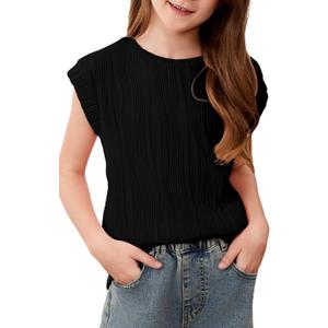 blibean Tween Girls Summer Short Sleeve Textured Tops Shirts Size 6-15 Years