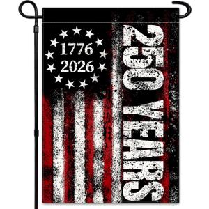250 Anniversary Amecica Garden Flag, 250th Anniversary USA Patriotic Double-Sided Banner, Double-Sided Burlap, 1776-2026 Semiquincentennial Commemorative, Suitable for Outdoor Lawn Decor (12×18 Inch)