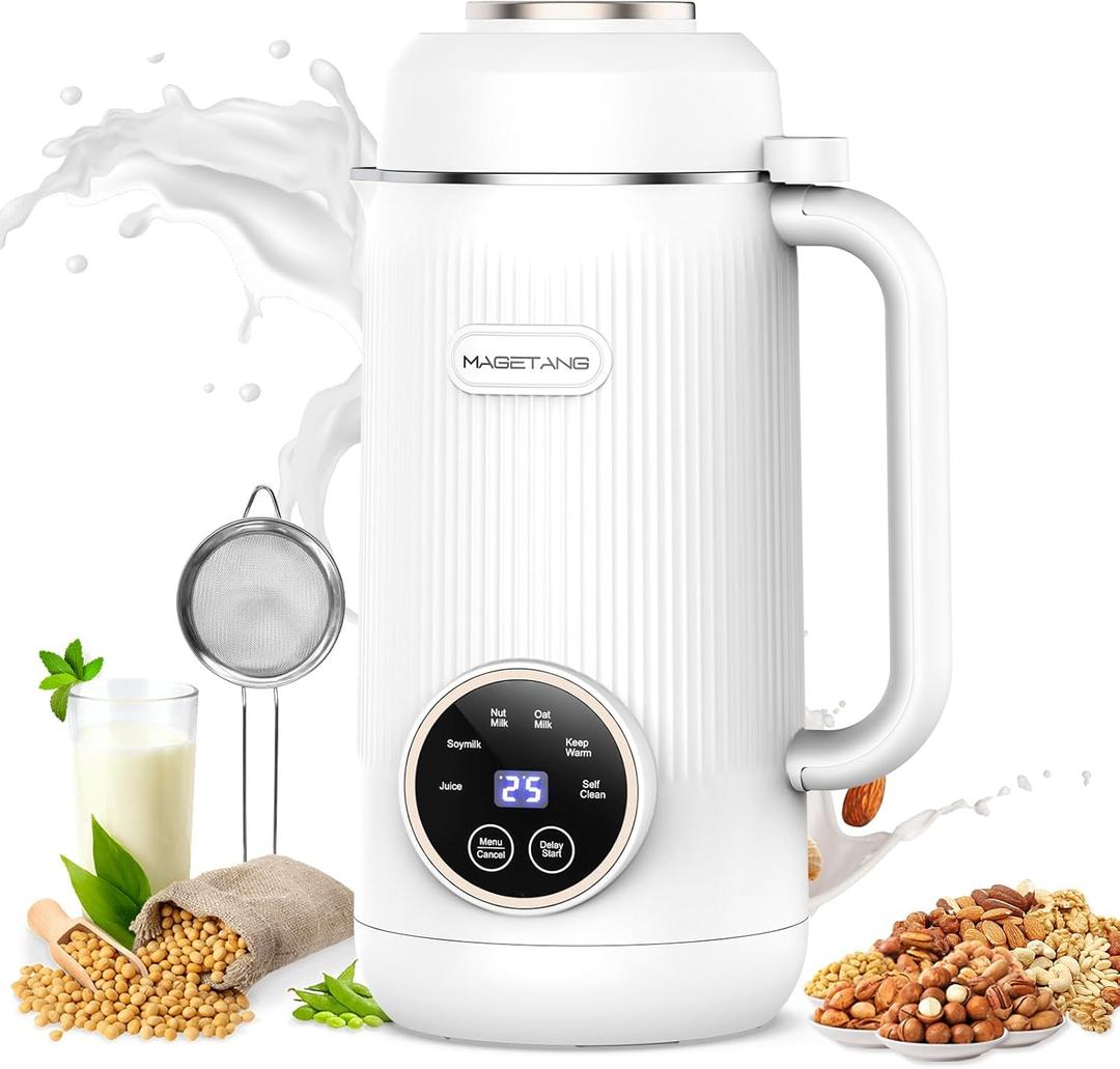 MAGETANG 7 in 1 Nut Milk Maker Machine 28oz Automatic Almond Milk Maker for Homemade Coconut, Oat, Soy, Plant-Based Milk, Juice with 18H Delay Start/6H Keep Warm/Self Cleaning